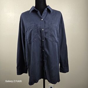 Banana Republic Navy Blue Lyocell Button Down‎ Shirt Long Sleeve Women’s L